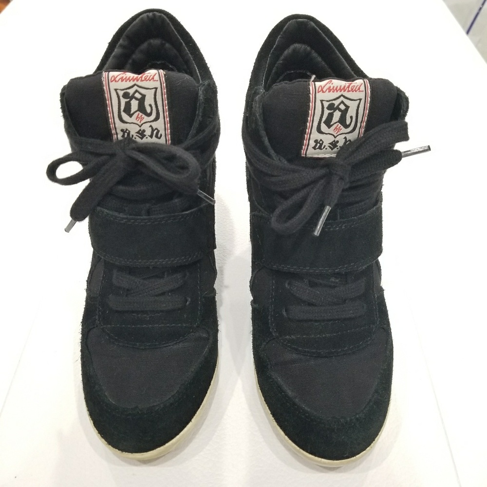 ASH Bowie Black Suede Sneaker Wedges. Size 36/6